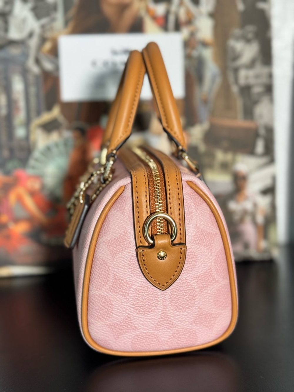 Coach Powder Pink Mini Rowan Sig with Tan Trim - Picture 3 of 7